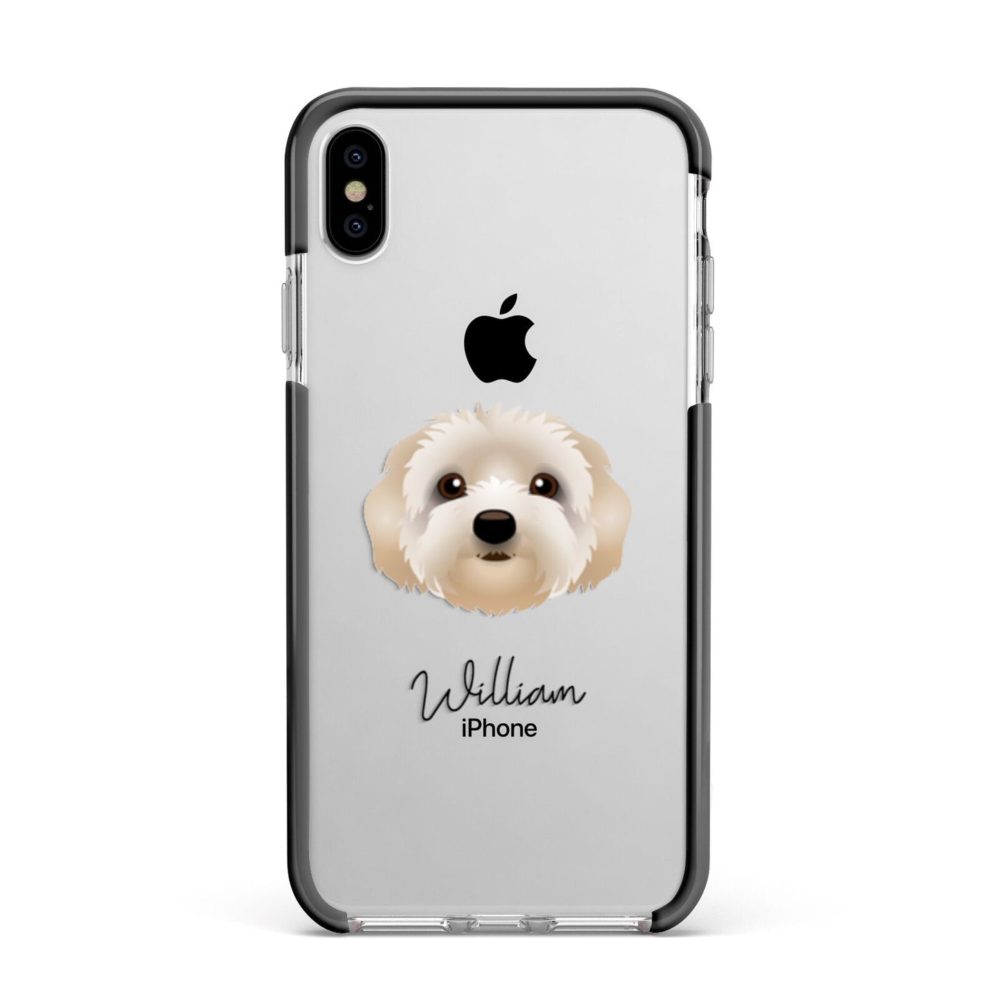 Terri Poo Personalised Apple iPhone Xs Max Impact Case Black Edge on Silver Phone
