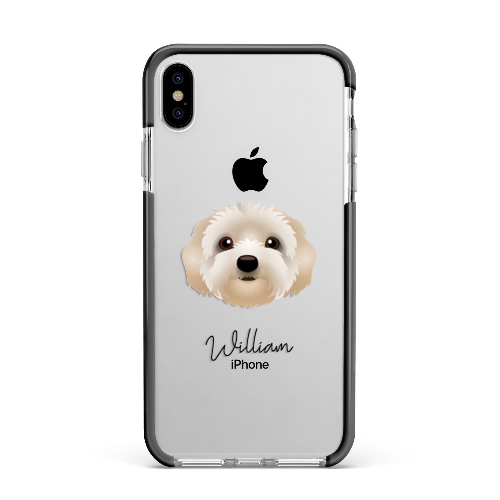Terri Poo Personalised Apple iPhone Xs Max Impact Case Black Edge on Silver Phone