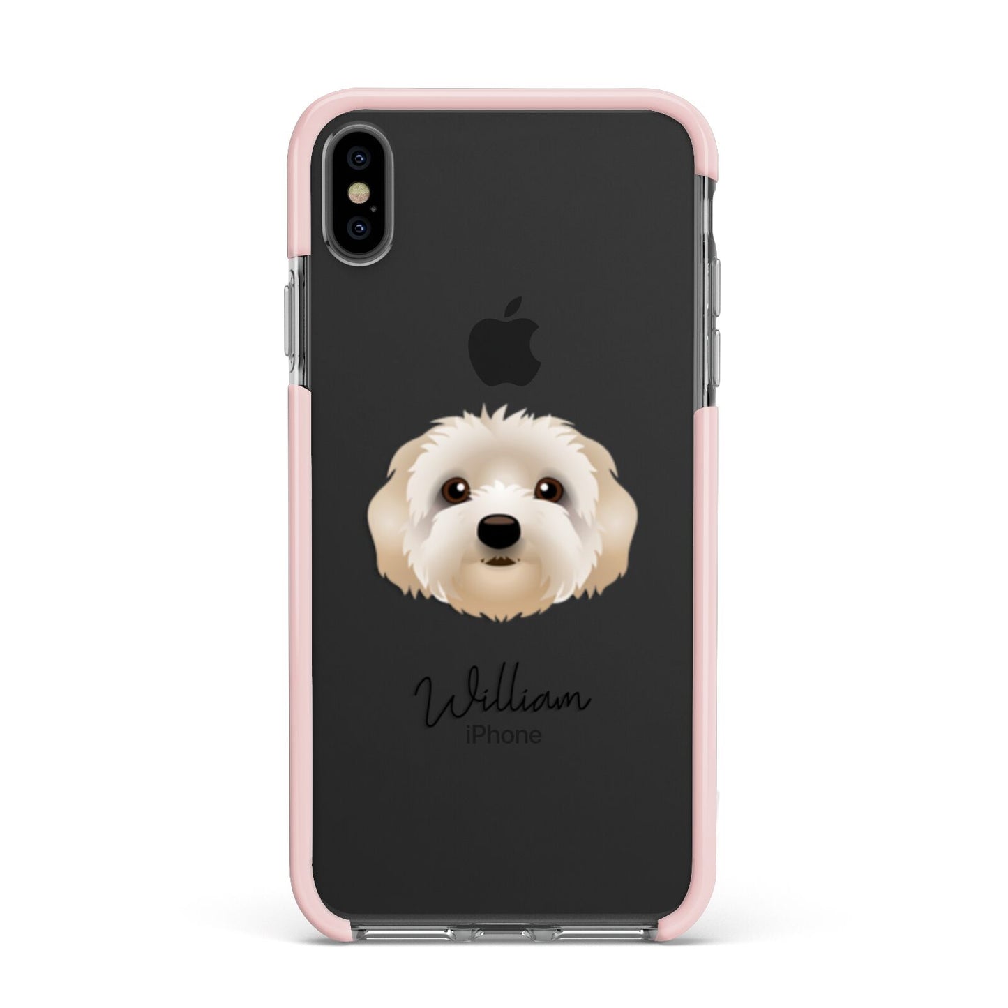Terri Poo Personalised Apple iPhone Xs Max Impact Case Pink Edge on Black Phone