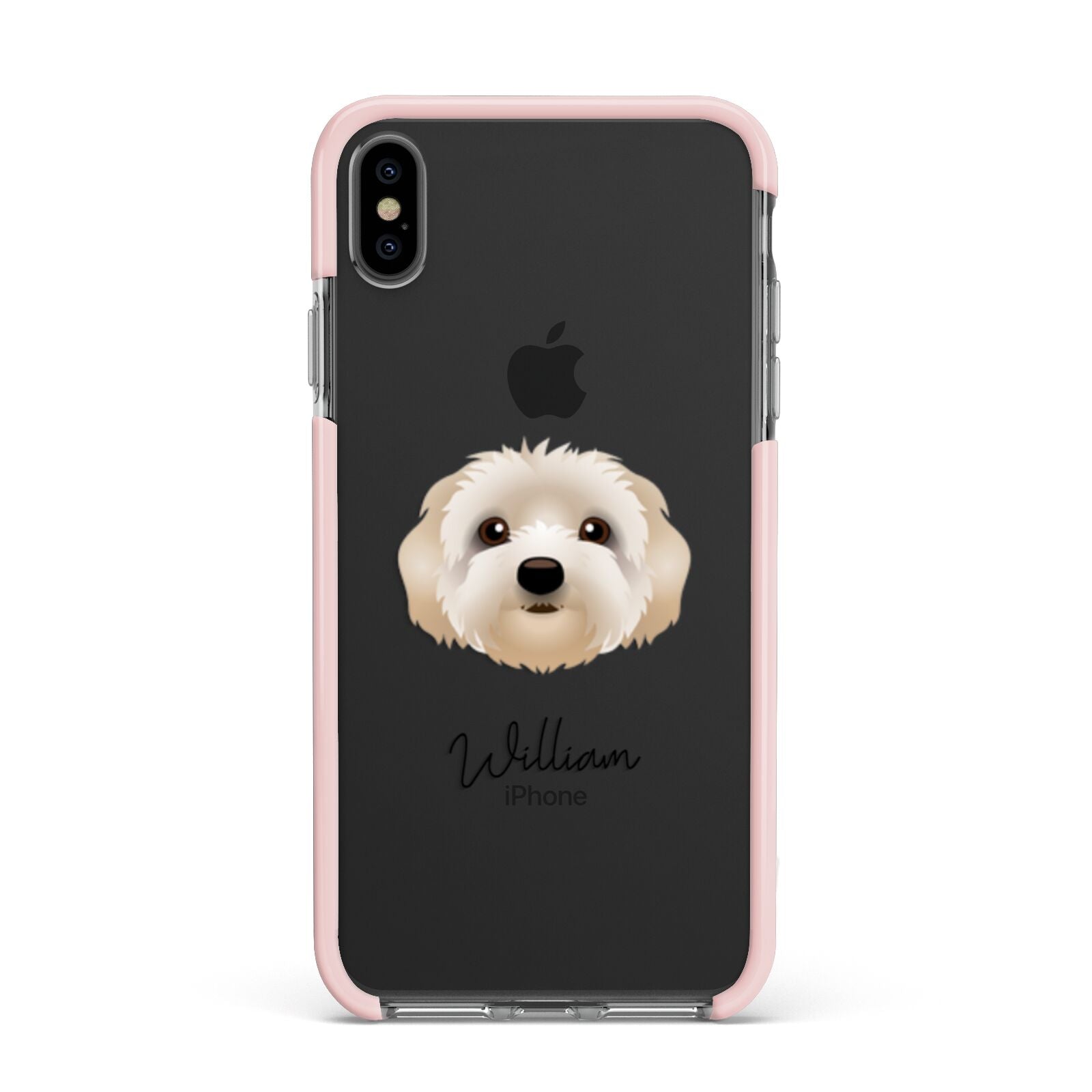 Terri Poo Personalised Apple iPhone Xs Max Impact Case Pink Edge on Black Phone