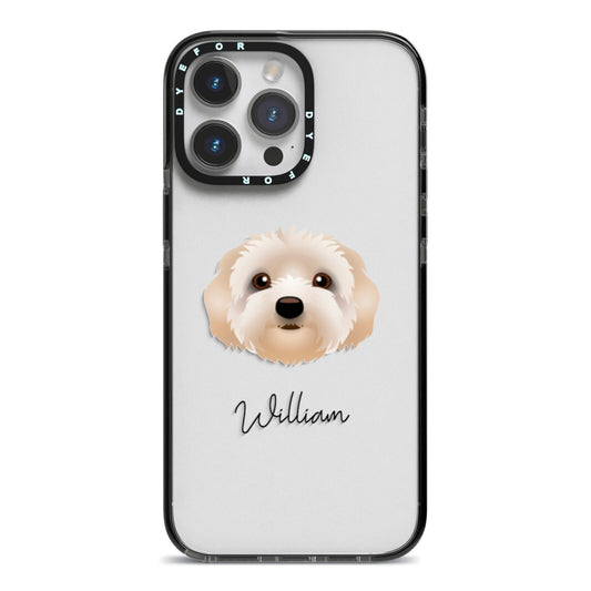 Terri Poo Personalised iPhone 14 Pro Max Black Impact Case on Silver phone