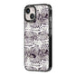 Textured Snakeskin iPhone 14 Black Impact Case Side Angle on Silver phone