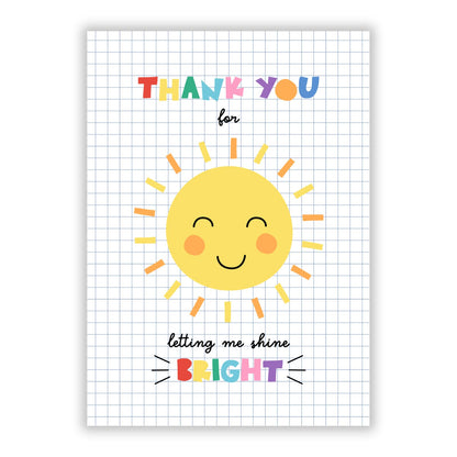 Thank You For Letting Me Shine Bright A5 Flat Greetings Card