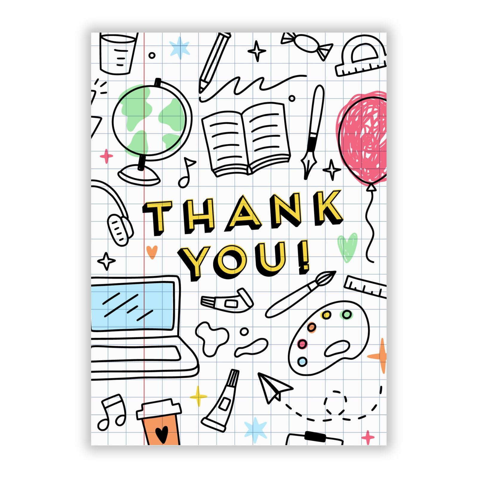 Thank You School Teacher A5 Flat Greetings Card