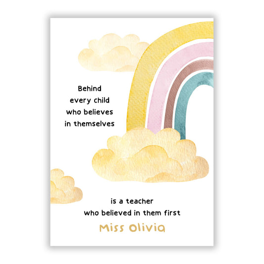 Thank You Teacher Personalised A5 Flat Greetings Card