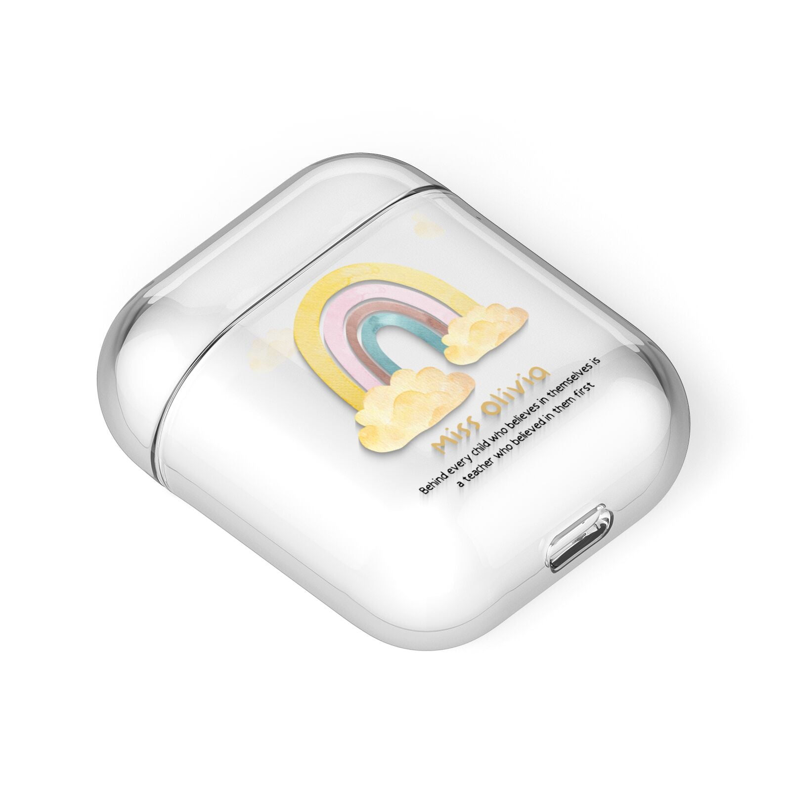 Thank You Teacher Personalised AirPods Case Laid Flat