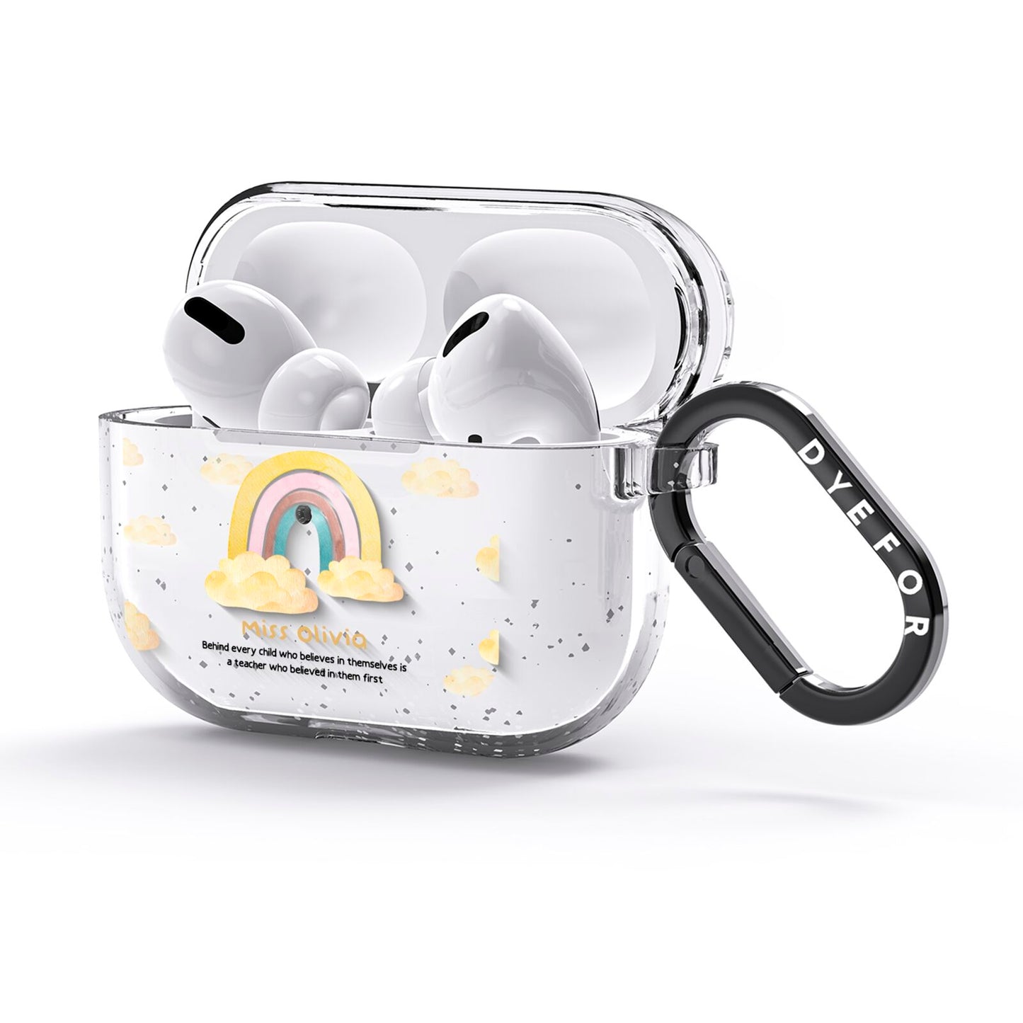 Thank You Teacher Personalised AirPods Glitter Case 3rd Gen Side Image
