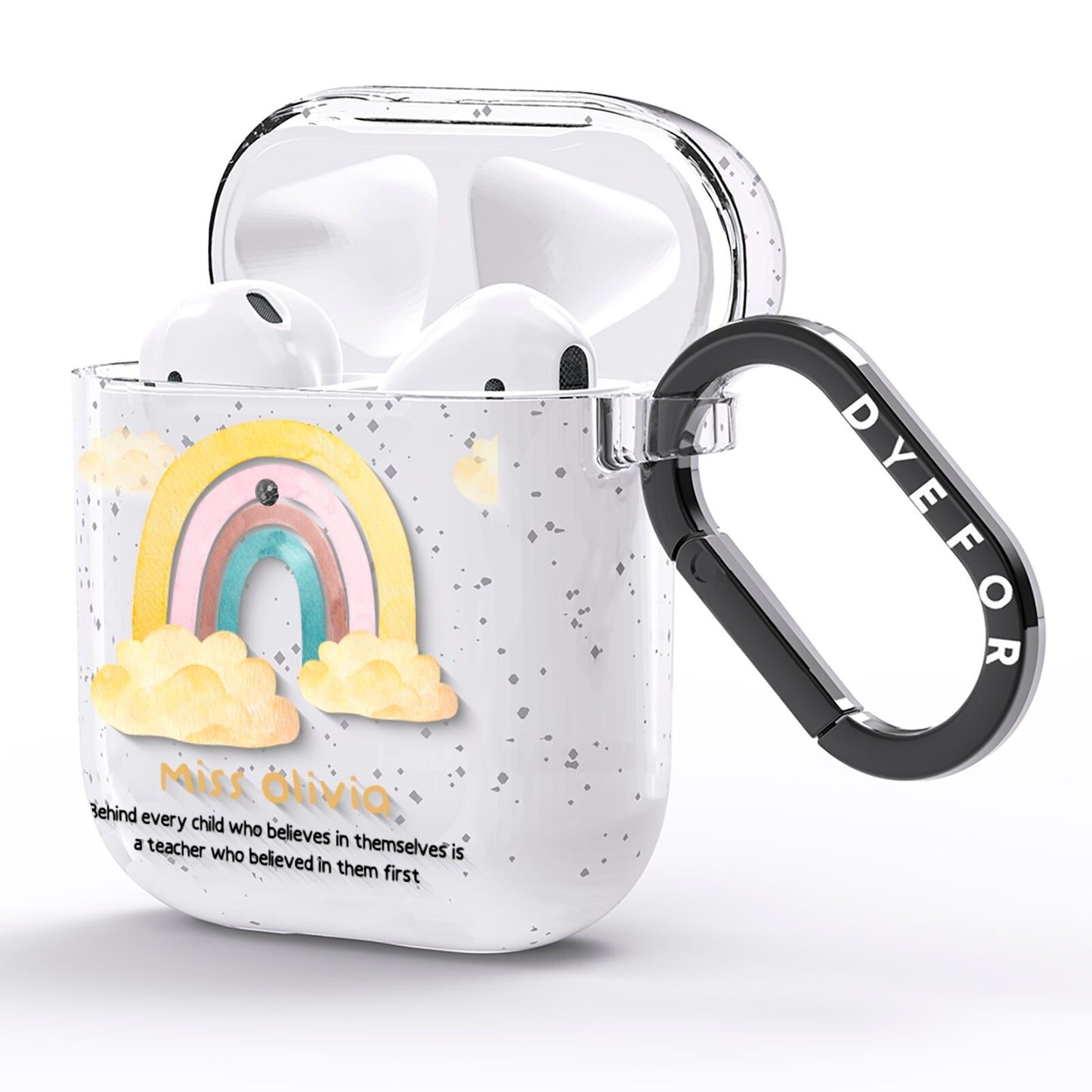 Thank You Teacher Personalised AirPods Glitter Case Side Image