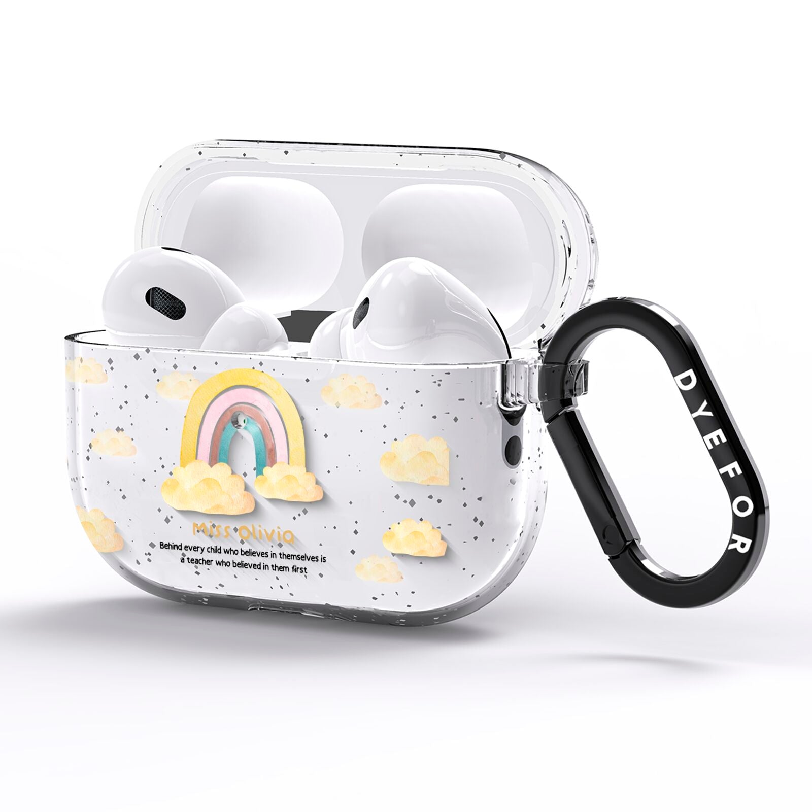 Thank You Teacher Personalised AirPods Pro Glitter Case Side Image