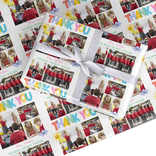 Thank You Teacher Photo Custom Wrapping Paper