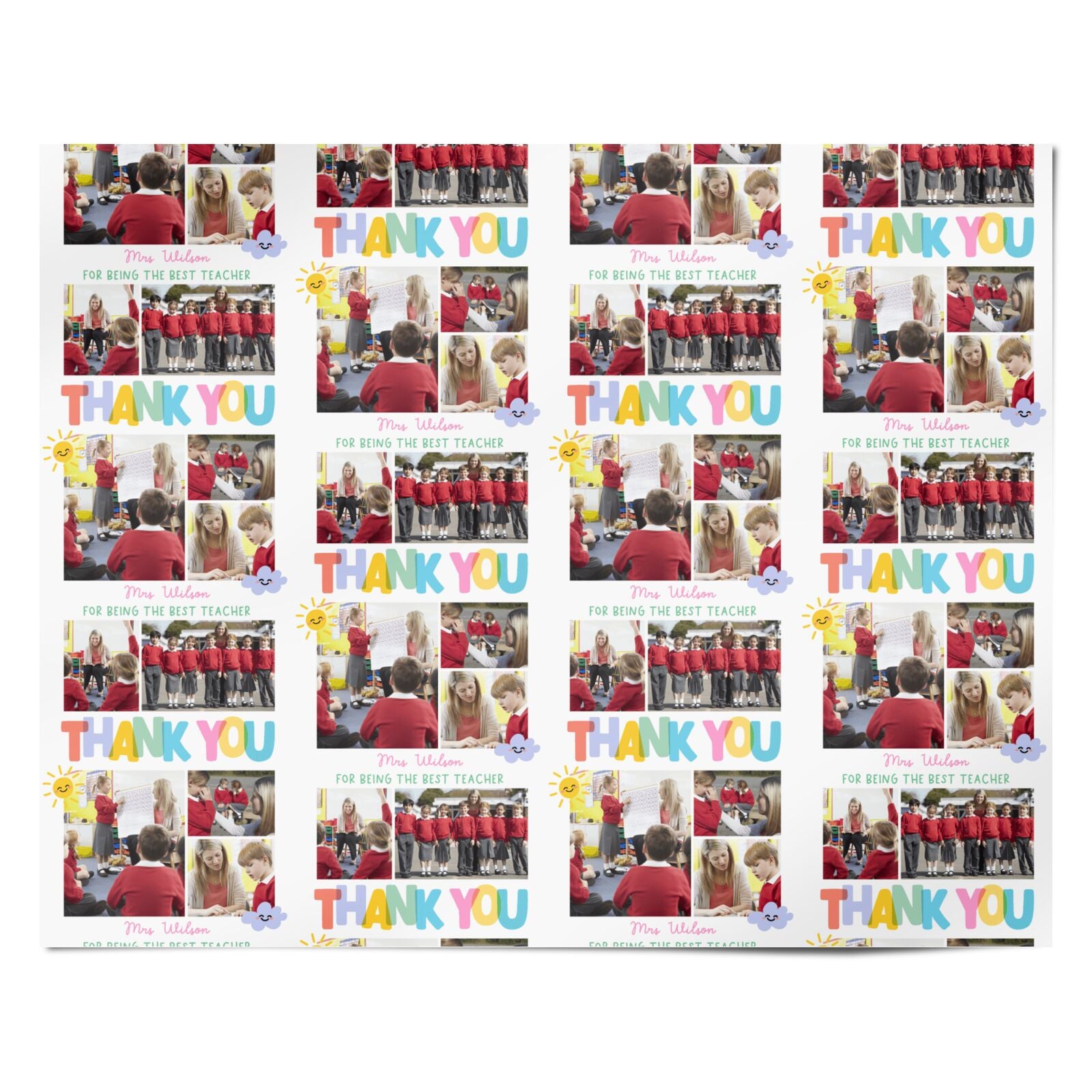 Thank You Teacher Photo Personalised Wrapping Paper Alternative