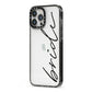 The Bride iPhone 13 Pro Max Black Impact Case Side Angle on Silver phone