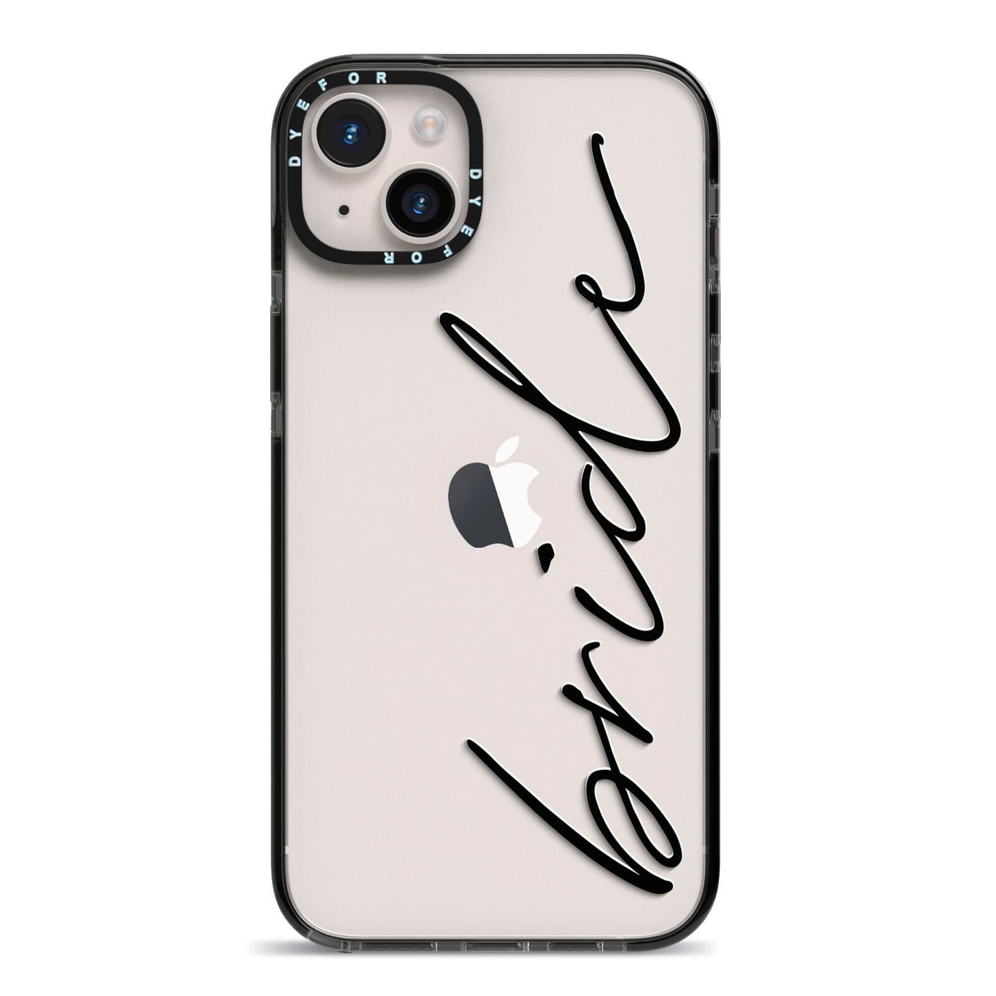 The Bride iPhone 14 Plus Black Impact Case on Silver phone