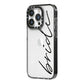 The Bride iPhone 14 Pro Black Impact Case Side Angle on Silver phone