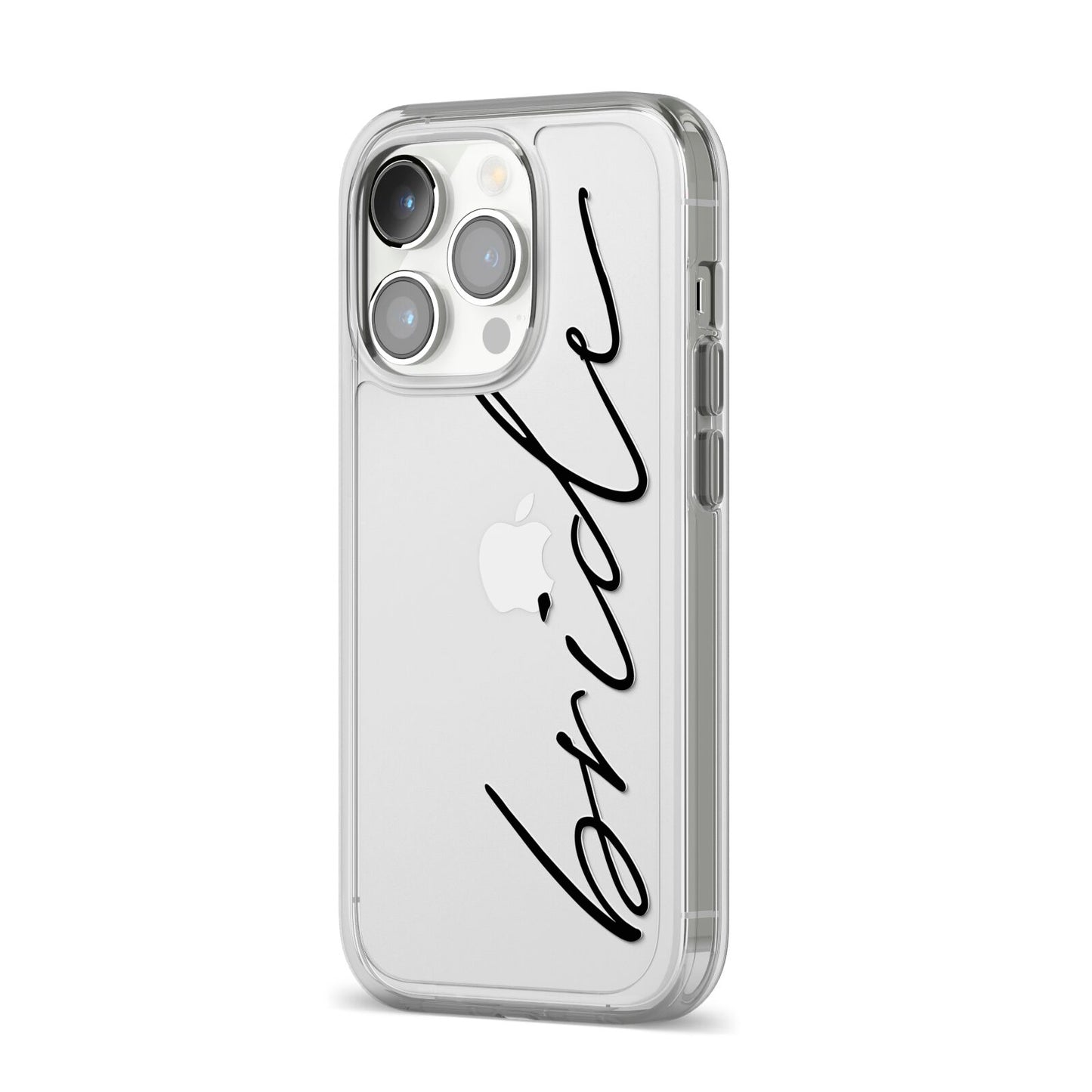 The Bride iPhone 14 Pro Clear Tough Case Silver Angled Image