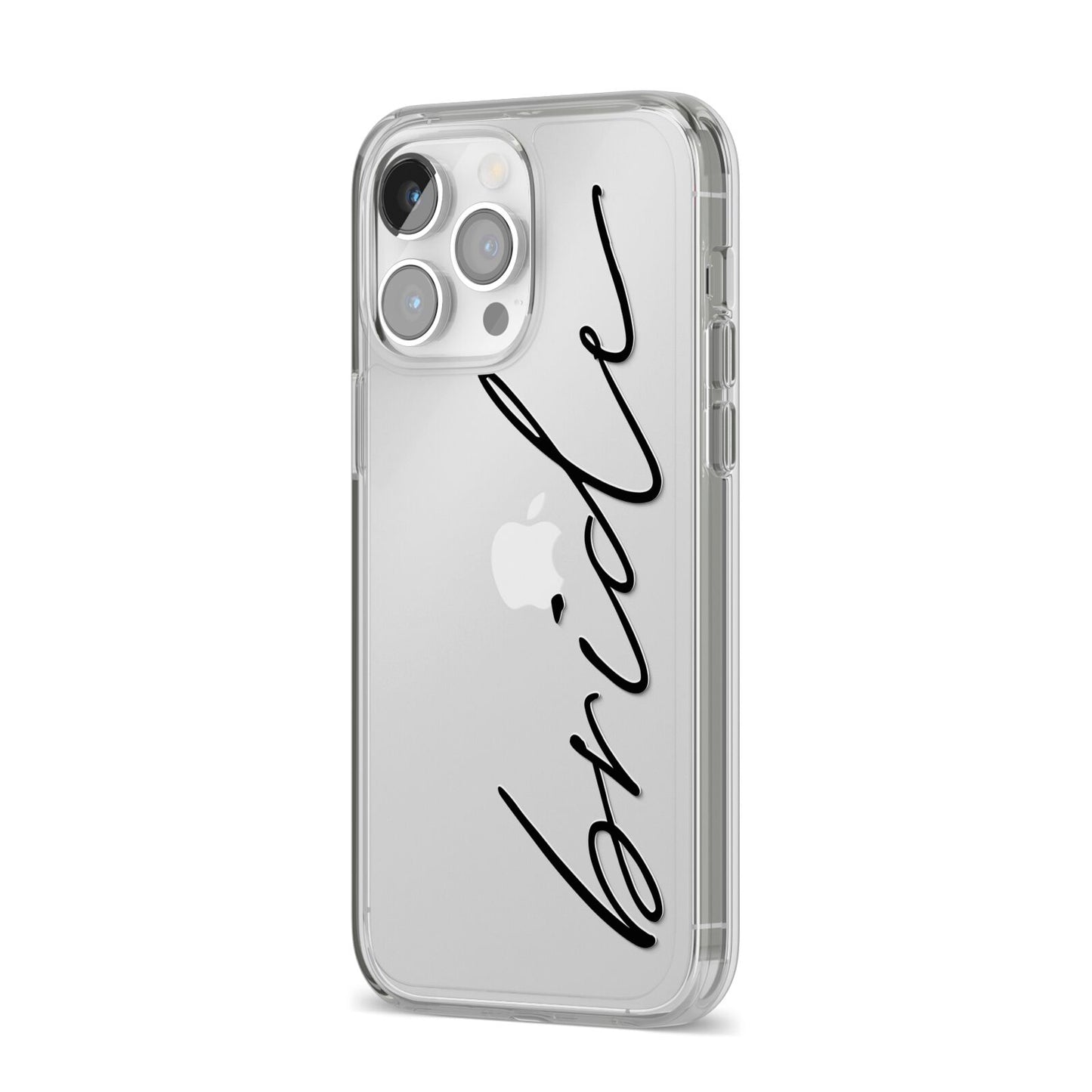 The Bride iPhone 14 Pro Max Clear Tough Case Silver Angled Image