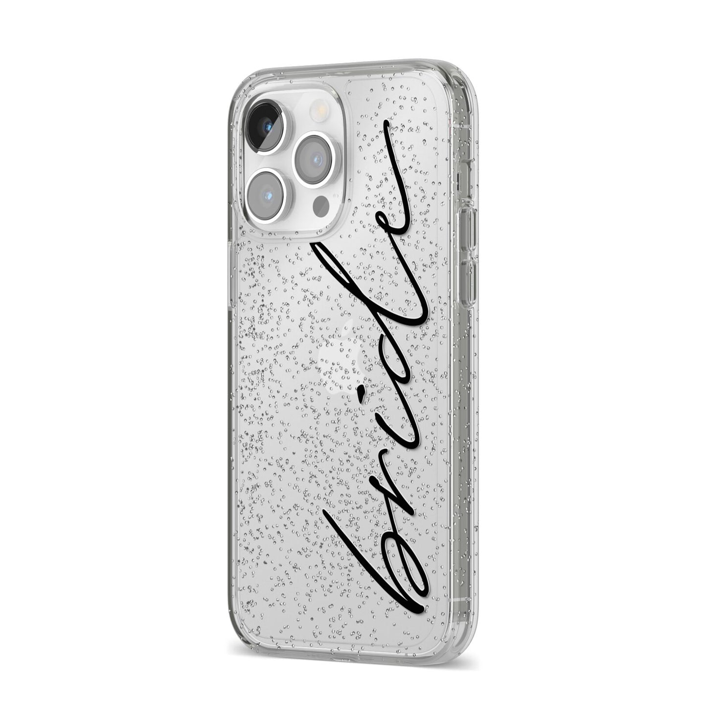 The Bride iPhone 14 Pro Max Glitter Tough Case Silver Angled Image