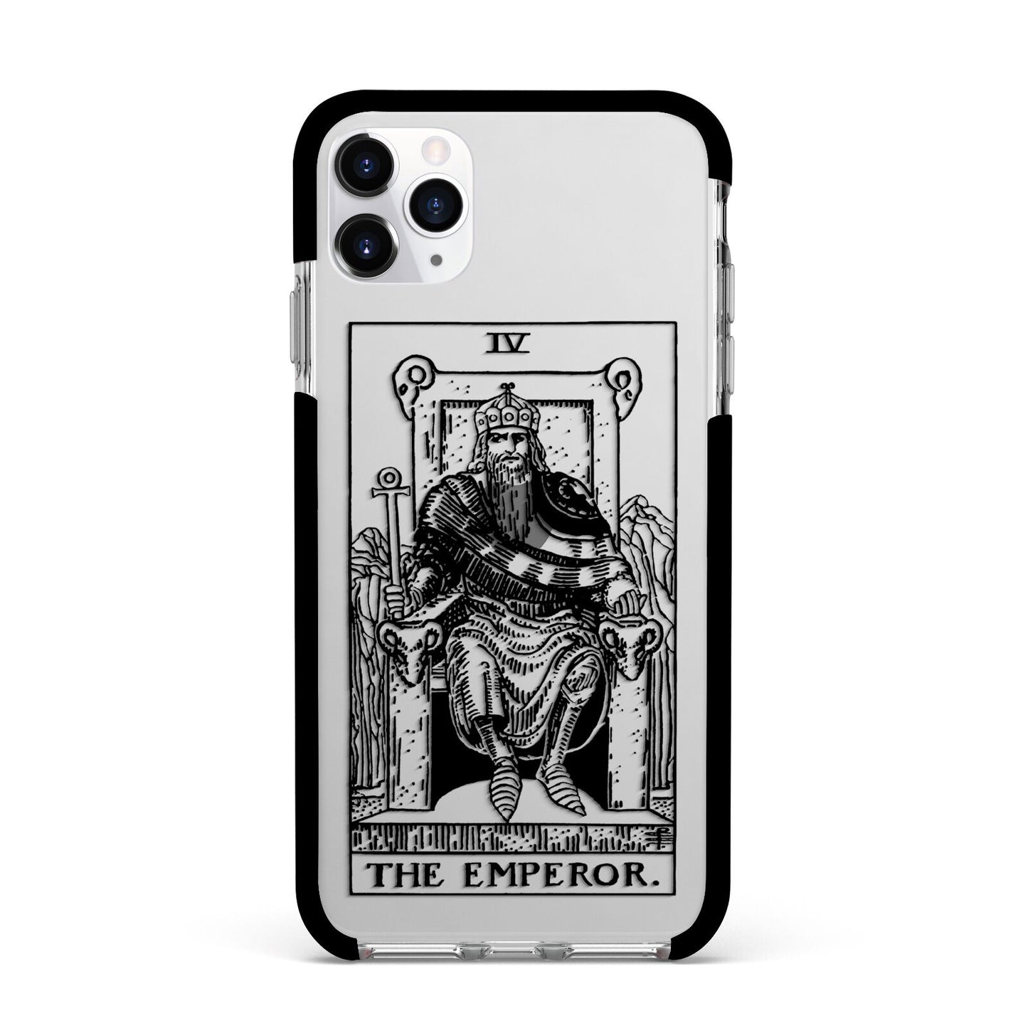 The Emperor Monochrome Tarot Card Apple iPhone 11 Pro Max in Silver with Black Impact Case