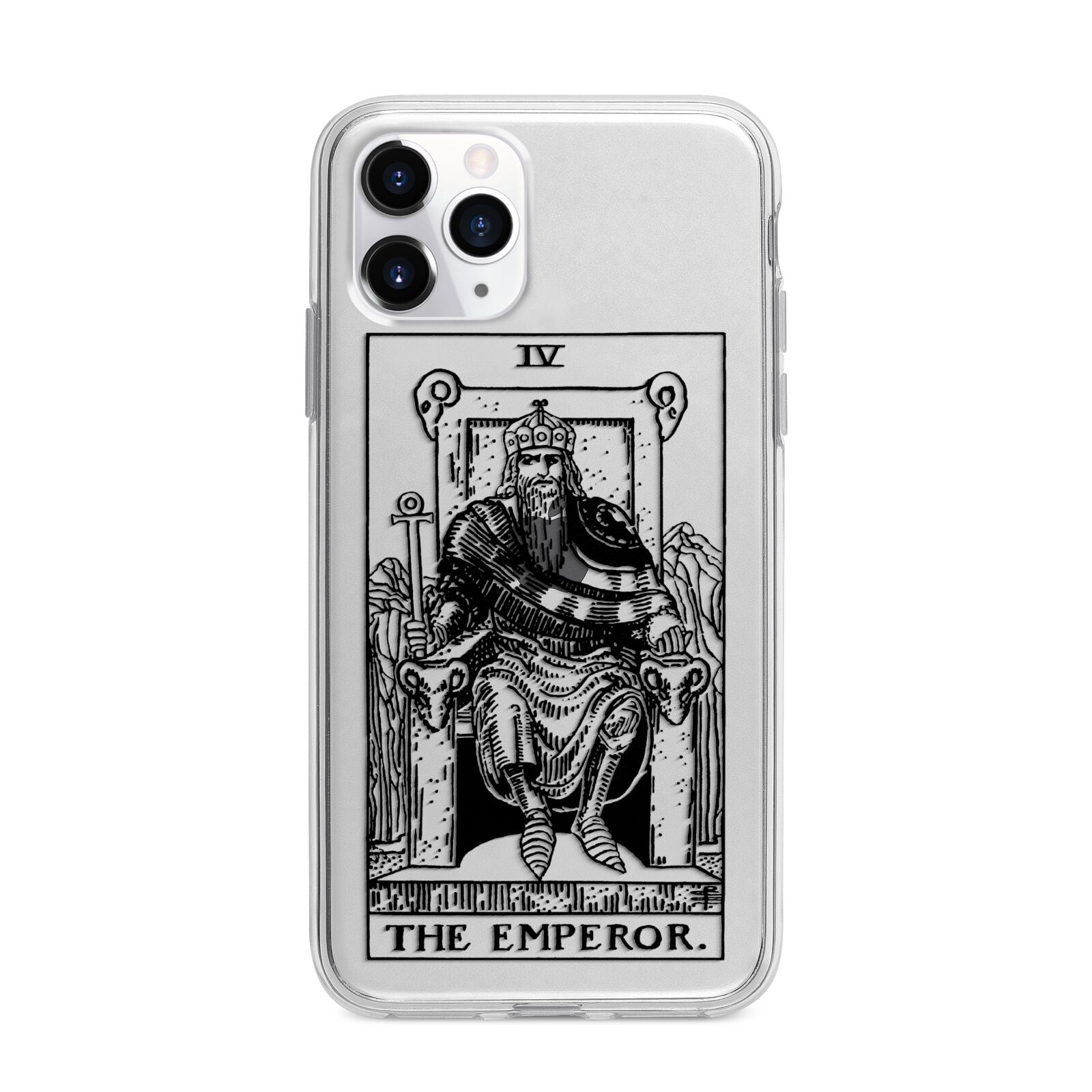 The Emperor Monochrome Tarot Card Apple iPhone 11 Pro Max in Silver with Bumper Case
