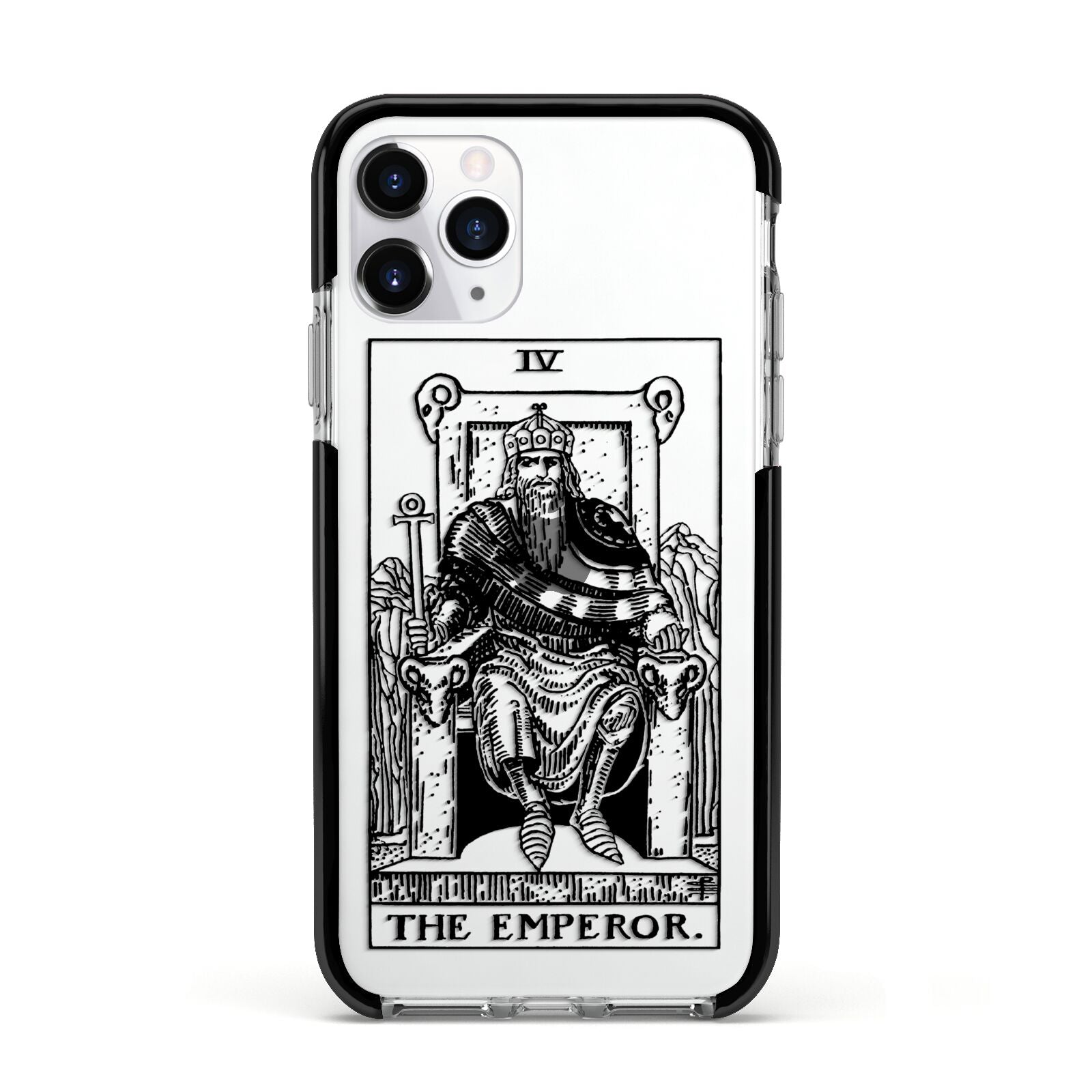 The Emperor Monochrome Tarot Card Apple iPhone 11 Pro in Silver with Black Impact Case