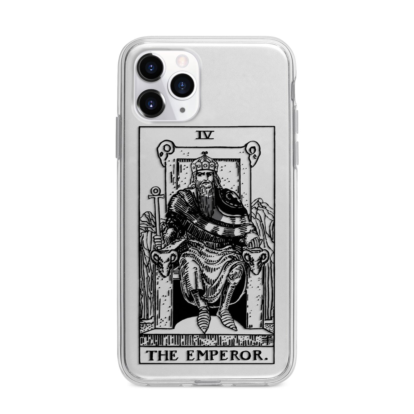 The Emperor Monochrome Tarot Card Apple iPhone 11 Pro in Silver with Bumper Case