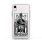 The Emperor Monochrome Tarot Card Apple iPhone XR Impact Case Pink Edge on Silver Phone
