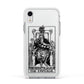 The Emperor Monochrome Tarot Card Apple iPhone XR Impact Case White Edge on Silver Phone