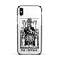 The Emperor Monochrome Tarot Card Apple iPhone Xs Impact Case Black Edge on Silver Phone