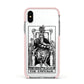 The Emperor Monochrome Tarot Card Apple iPhone Xs Impact Case Pink Edge on Silver Phone