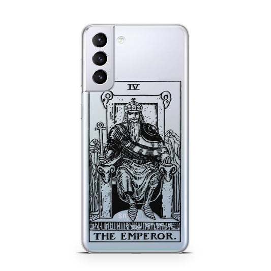 The Emperor Monochrome Tarot Card Samsung S21 Plus Phone Case