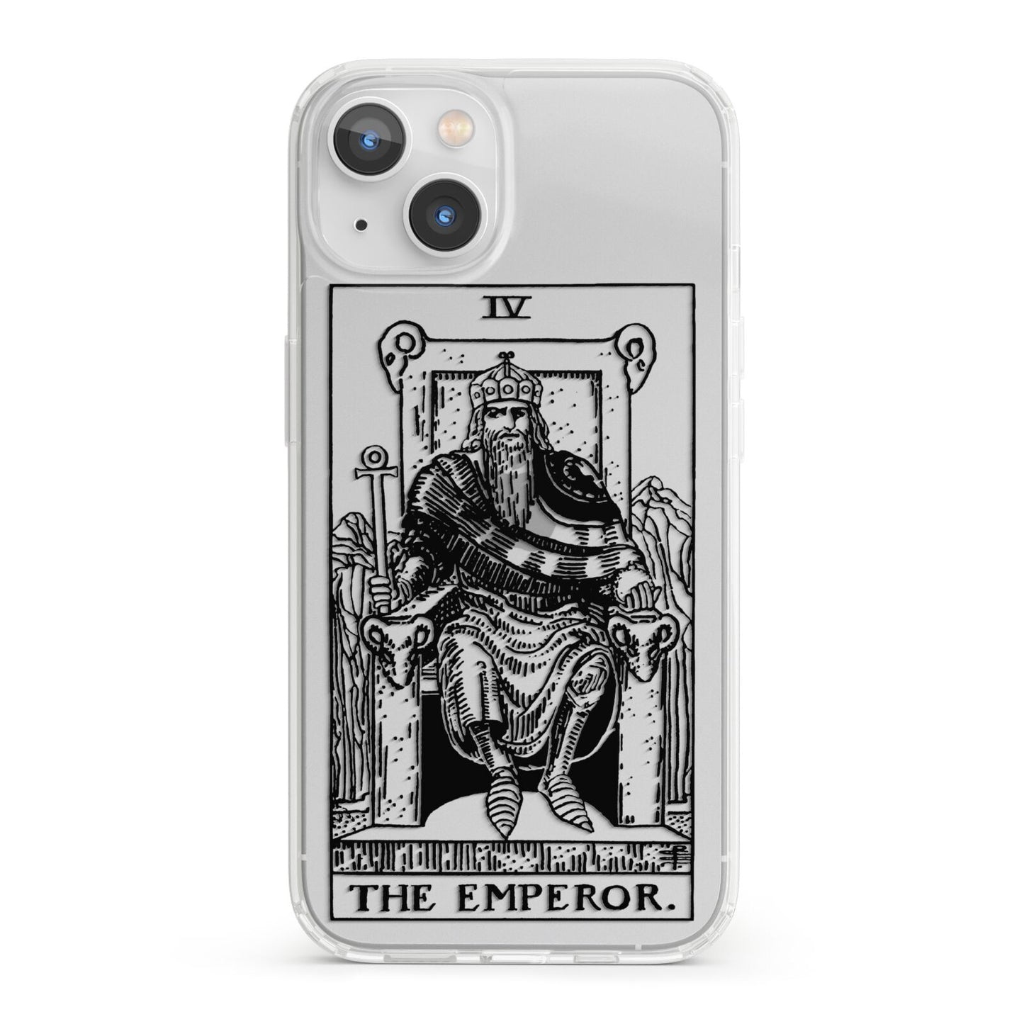 The Emperor Monochrome Tarot Card iPhone 13 Clear Bumper Case