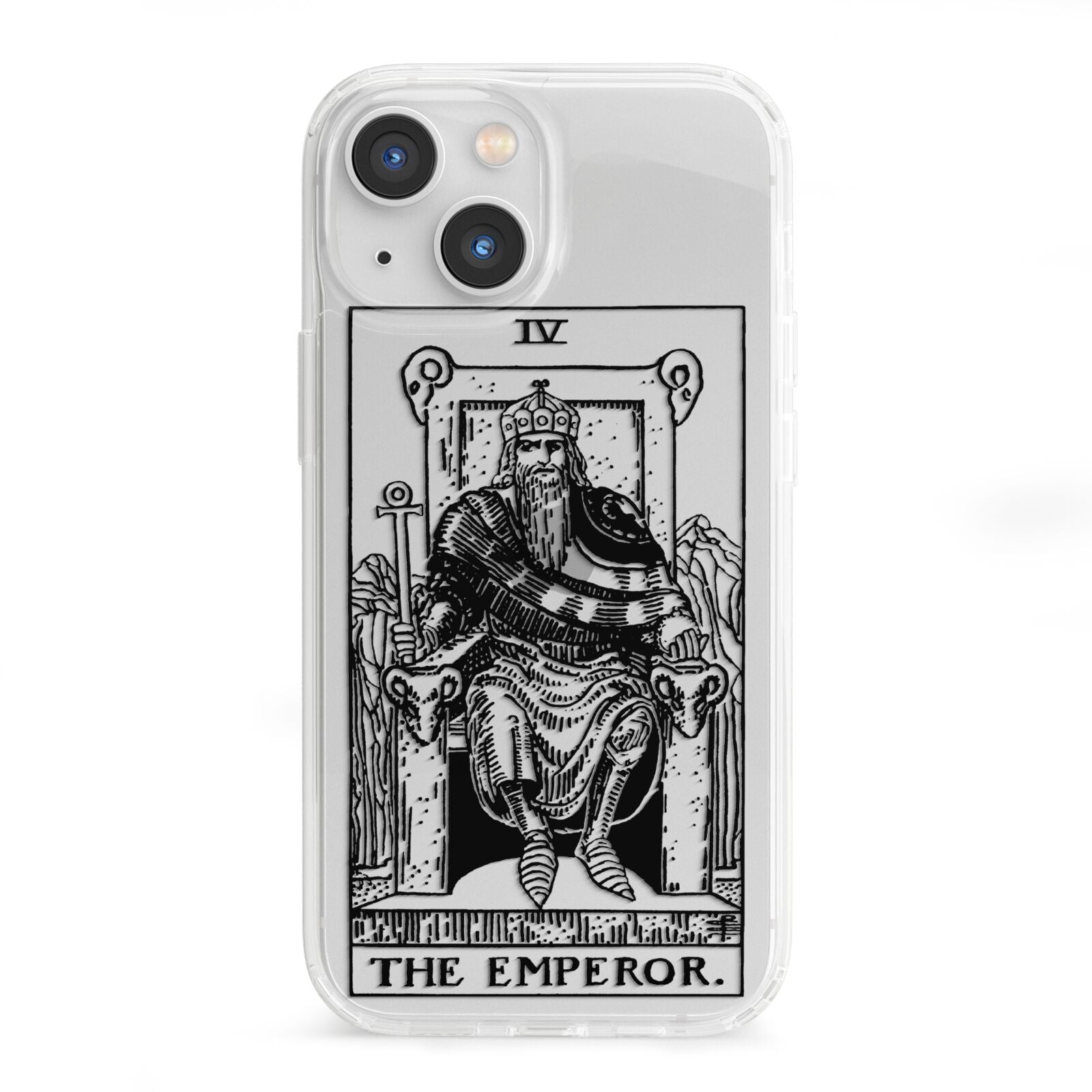 The Emperor Monochrome Tarot Card iPhone 13 Mini Clear Bumper Case