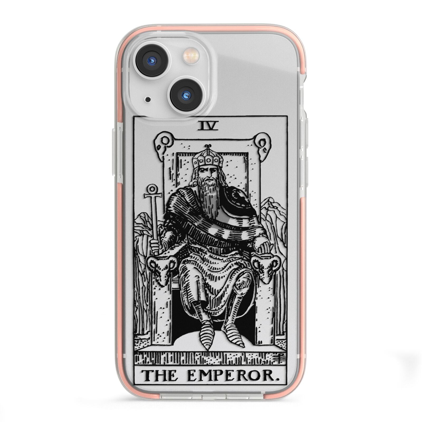 The Emperor Monochrome Tarot Card iPhone 13 Mini TPU Impact Case with Pink Edges