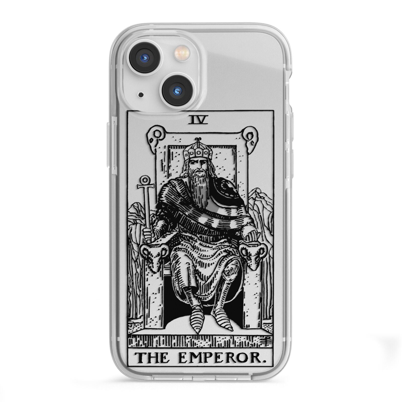 The Emperor Monochrome Tarot Card iPhone 13 Mini TPU Impact Case with White Edges