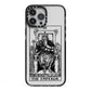 The Emperor Monochrome Tarot Card iPhone 13 Pro Max Black Impact Case on Silver phone