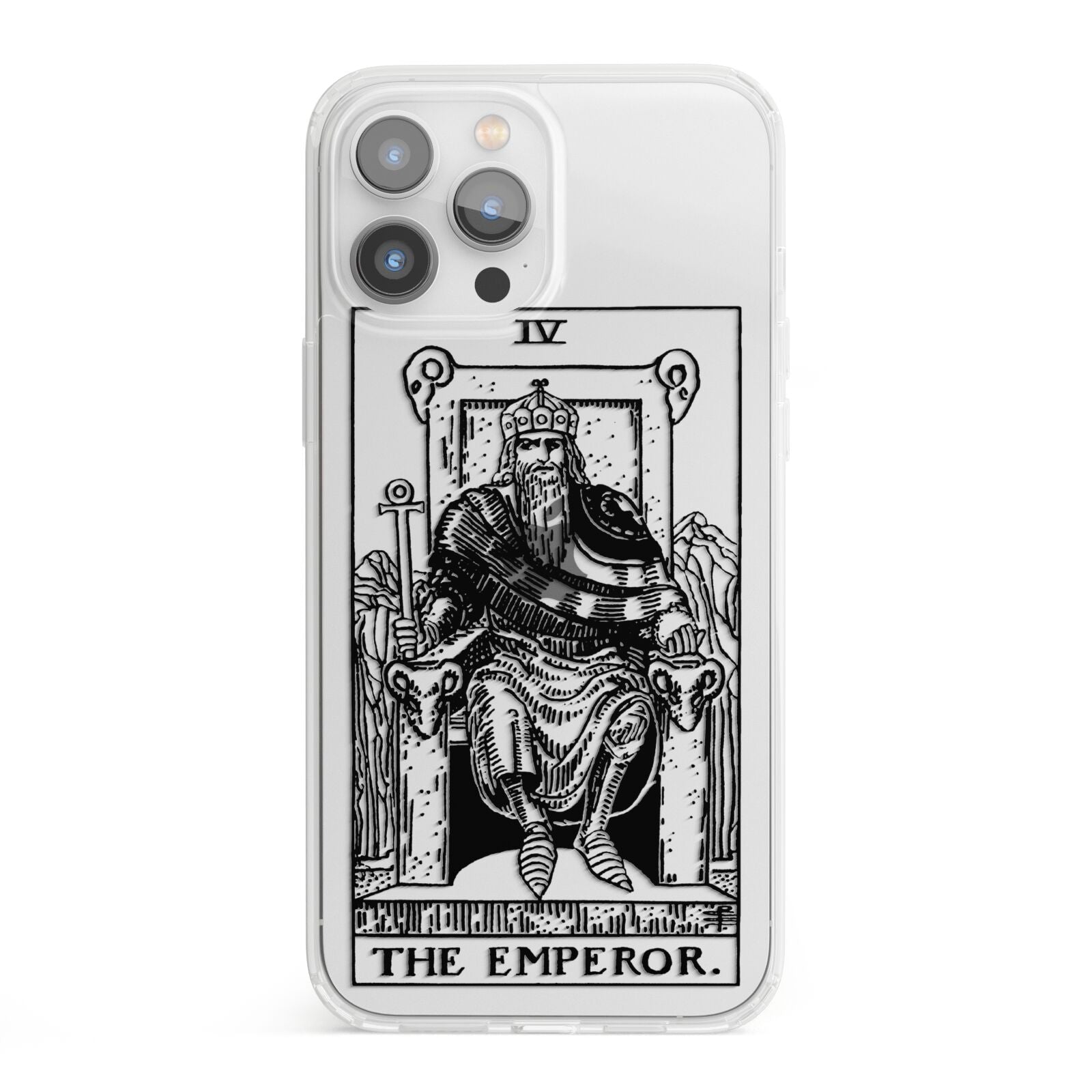 The Emperor Monochrome Tarot Card iPhone 13 Pro Max Clear Bumper Case