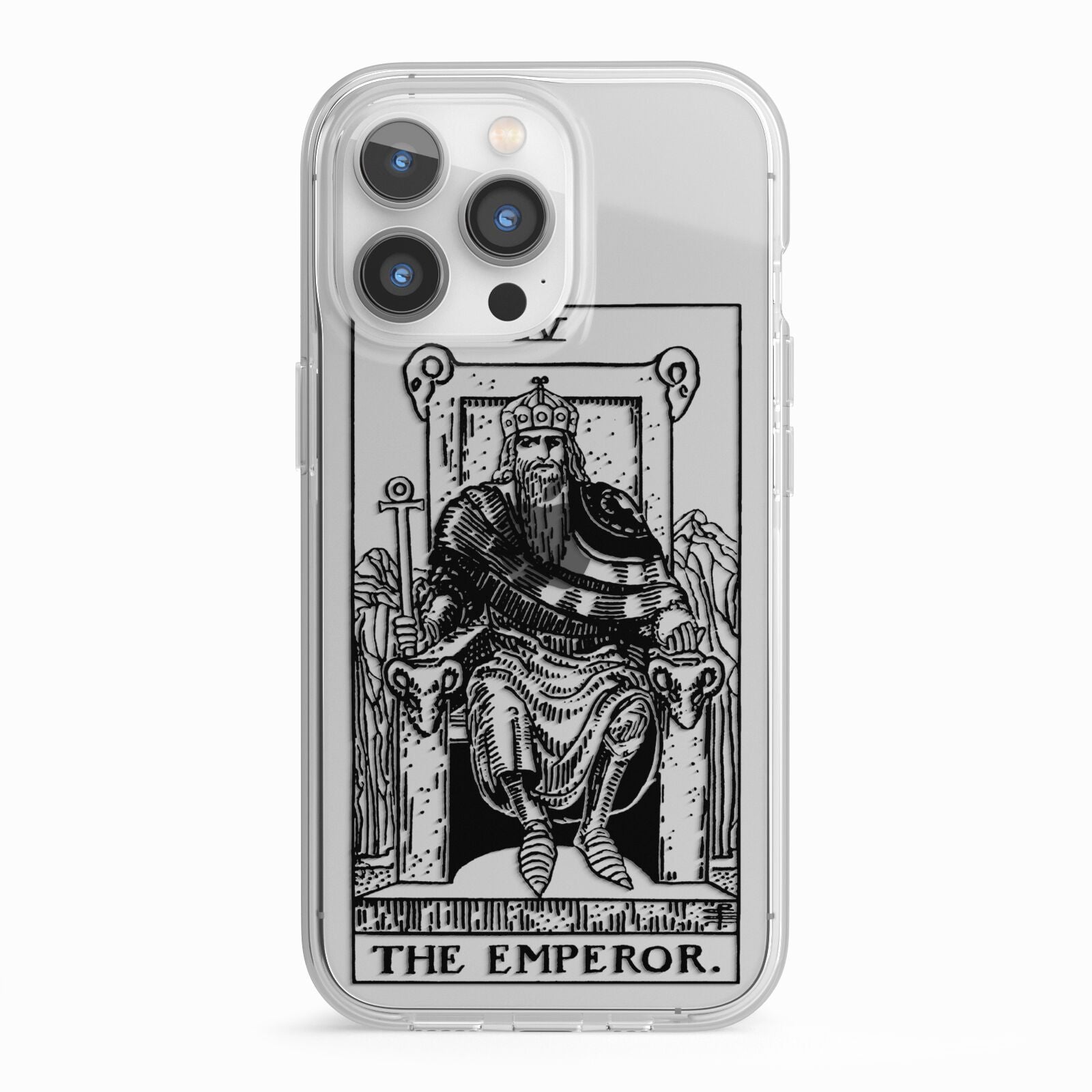 The Emperor Monochrome Tarot Card iPhone 13 Pro TPU Impact Case with White Edges