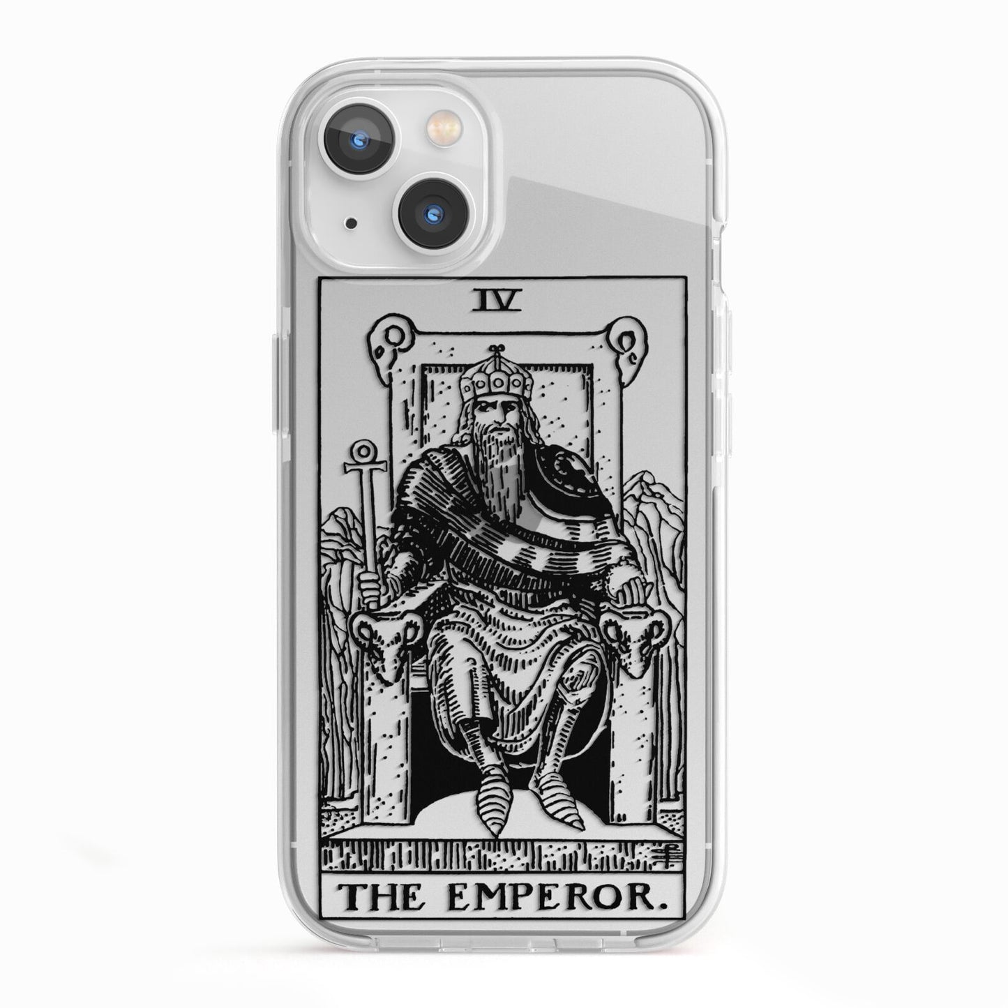 The Emperor Monochrome Tarot Card iPhone 13 TPU Impact Case with White Edges