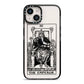The Emperor Monochrome Tarot Card iPhone 14 Black Impact Case on Silver phone