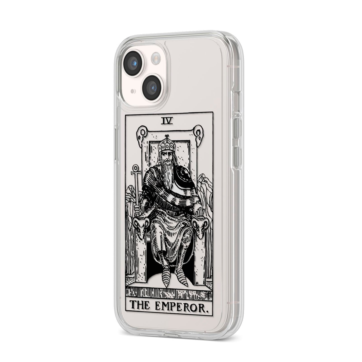 The Emperor Monochrome Tarot Card iPhone 14 Clear Tough Case Starlight Angled Image