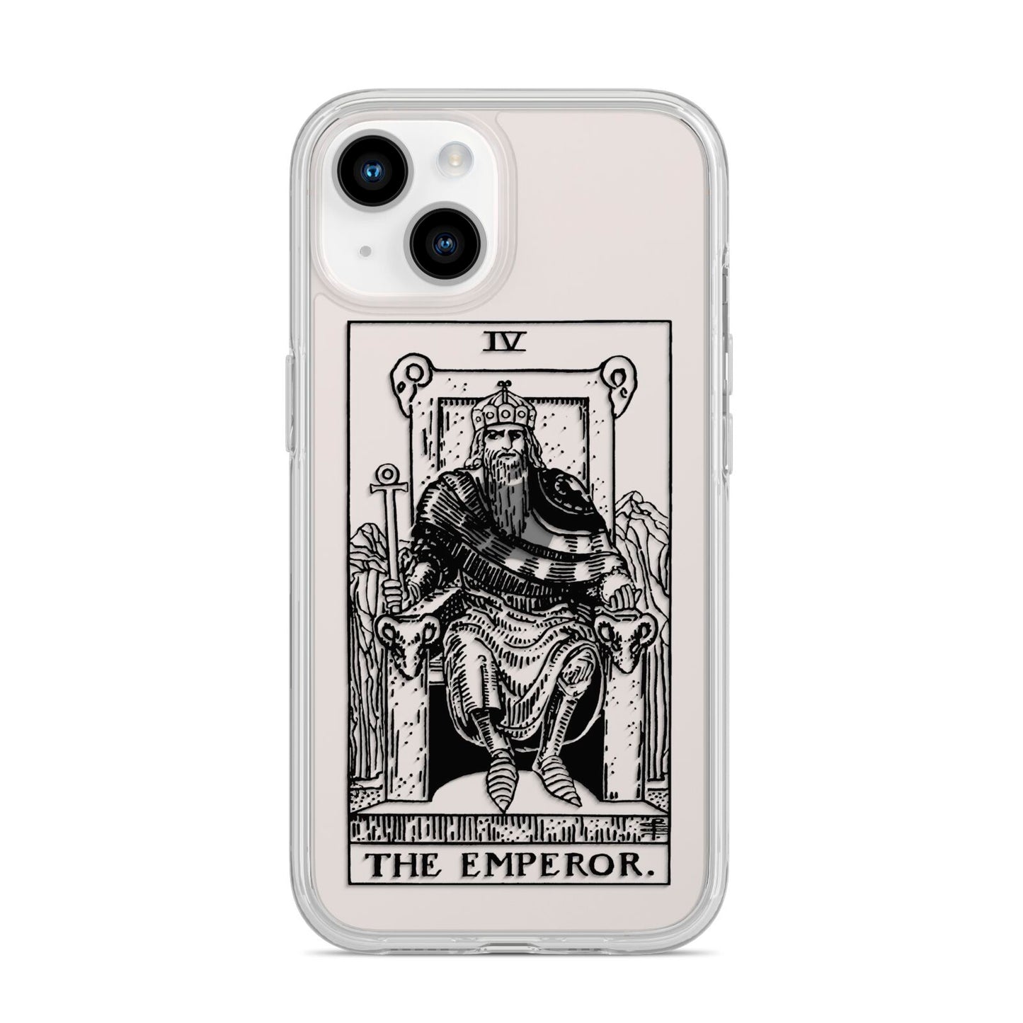 The Emperor Monochrome Tarot Card iPhone 14 Clear Tough Case Starlight
