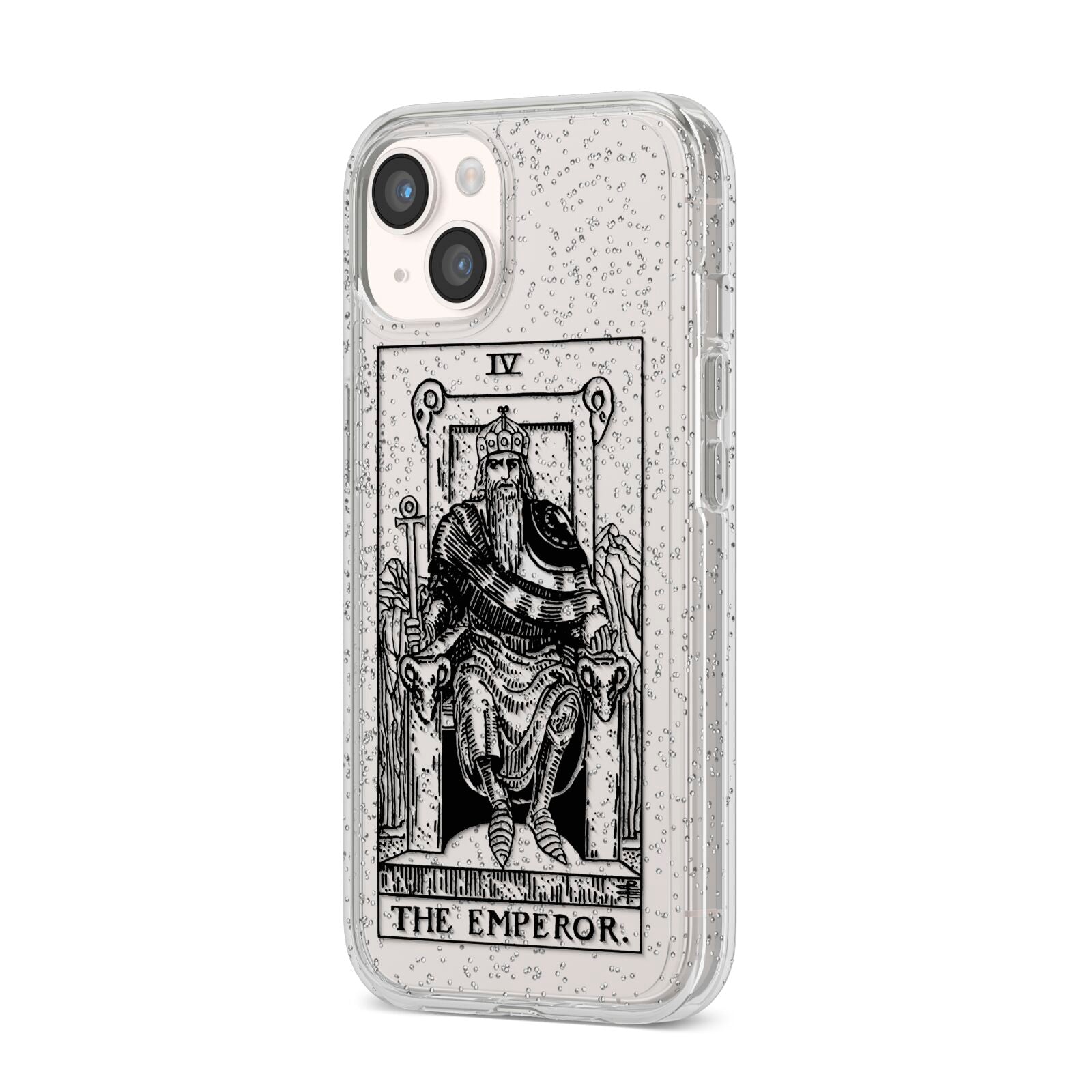 The Emperor Monochrome Tarot Card iPhone 14 Glitter Tough Case Starlight Angled Image