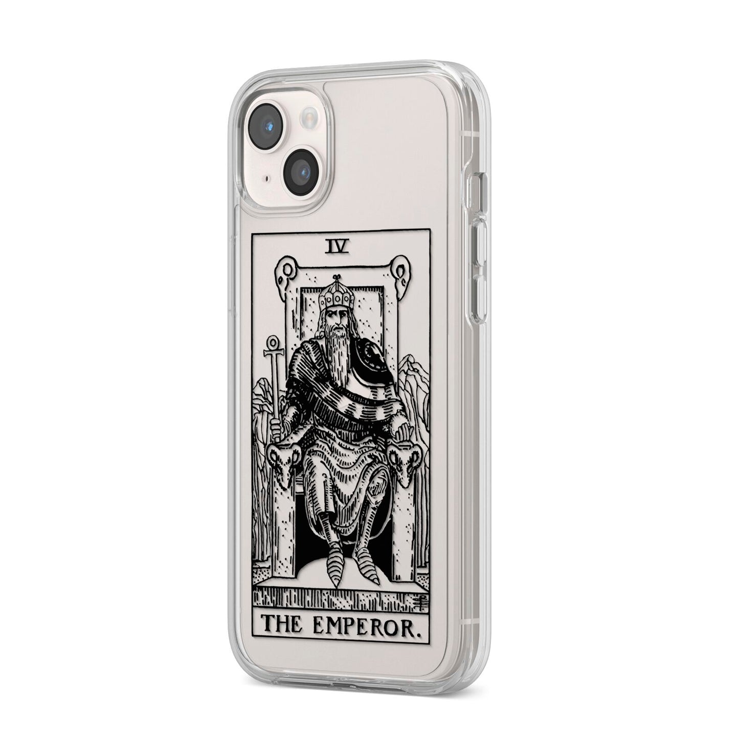 The Emperor Monochrome Tarot Card iPhone 14 Plus Clear Tough Case Starlight Angled Image