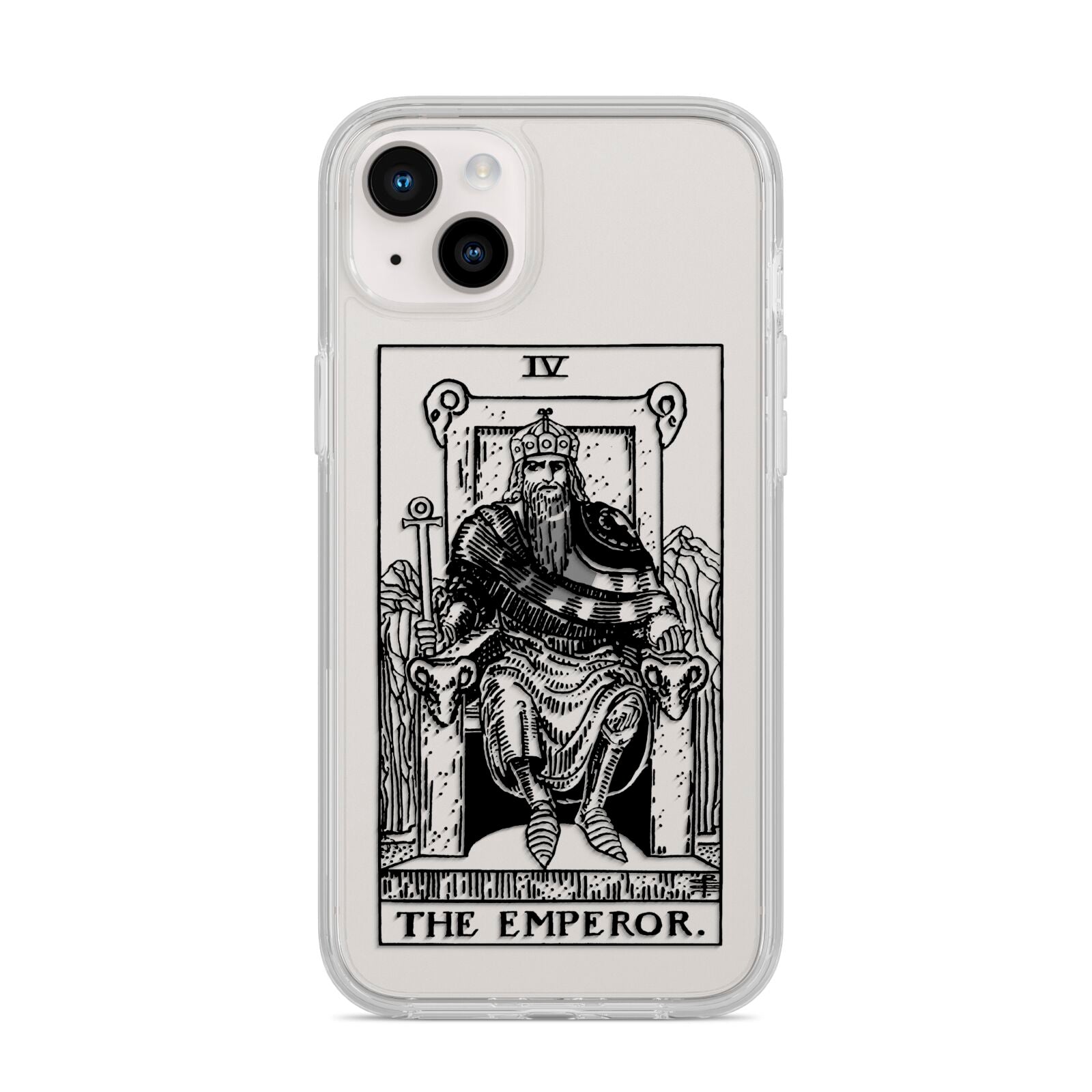 The Emperor Monochrome Tarot Card iPhone 14 Plus Clear Tough Case Starlight