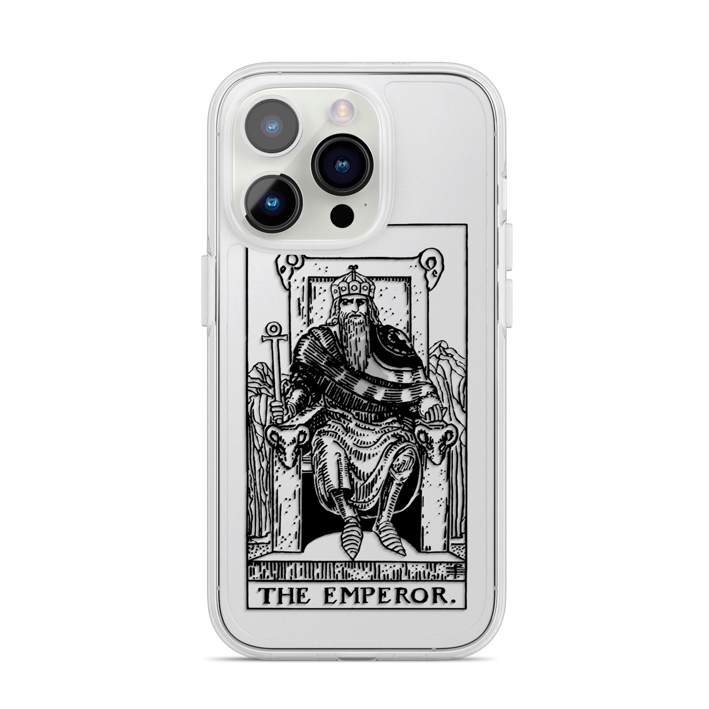 The Emperor Monochrome Tarot Card iPhone 14 Pro Clear Tough Case Silver