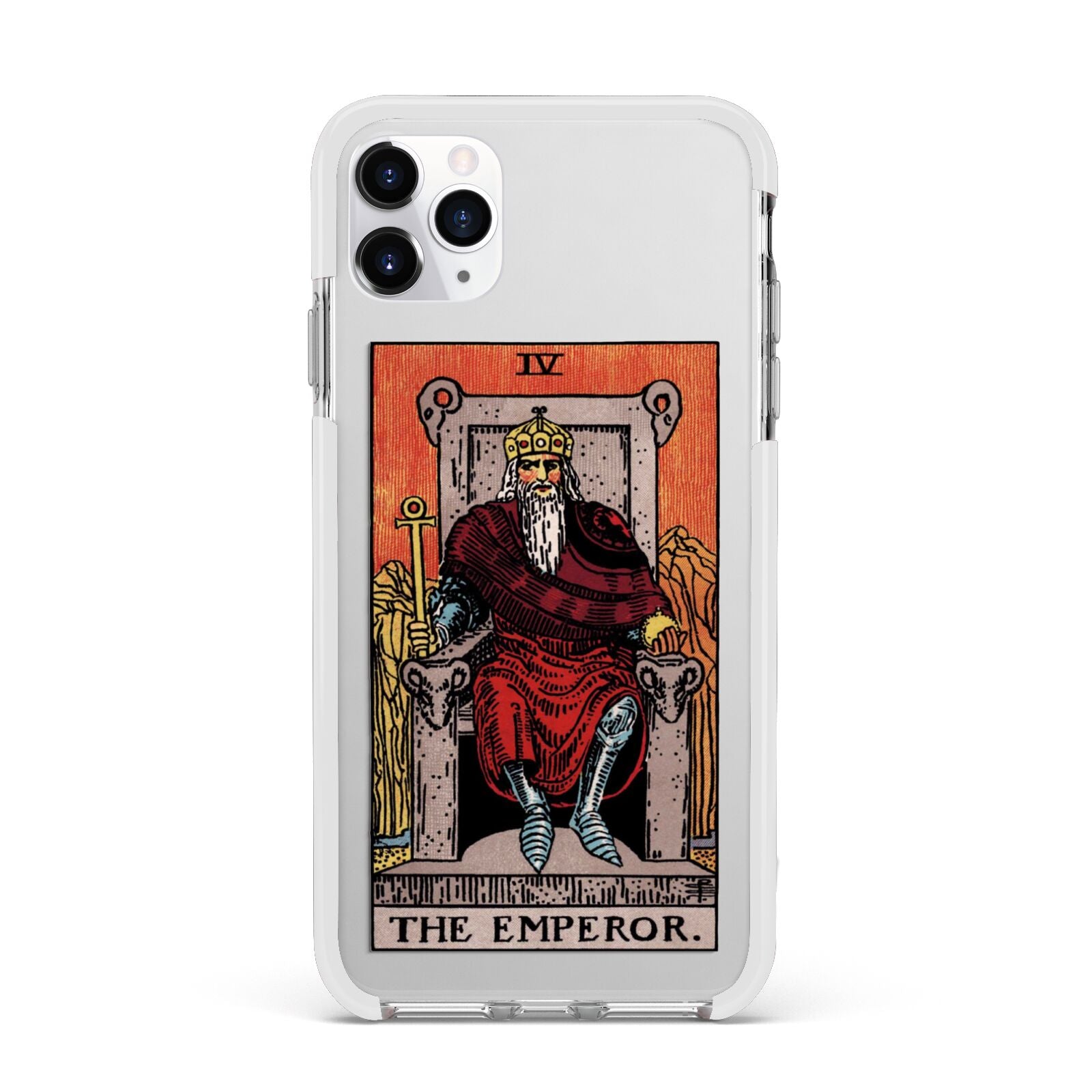 The Emperor Tarot Card Apple iPhone 11 Pro Max in Silver with White Impact Case