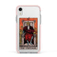 The Emperor Tarot Card Apple iPhone XR Impact Case Pink Edge on Silver Phone