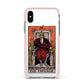 The Emperor Tarot Card Apple iPhone Xs Impact Case Pink Edge on Silver Phone