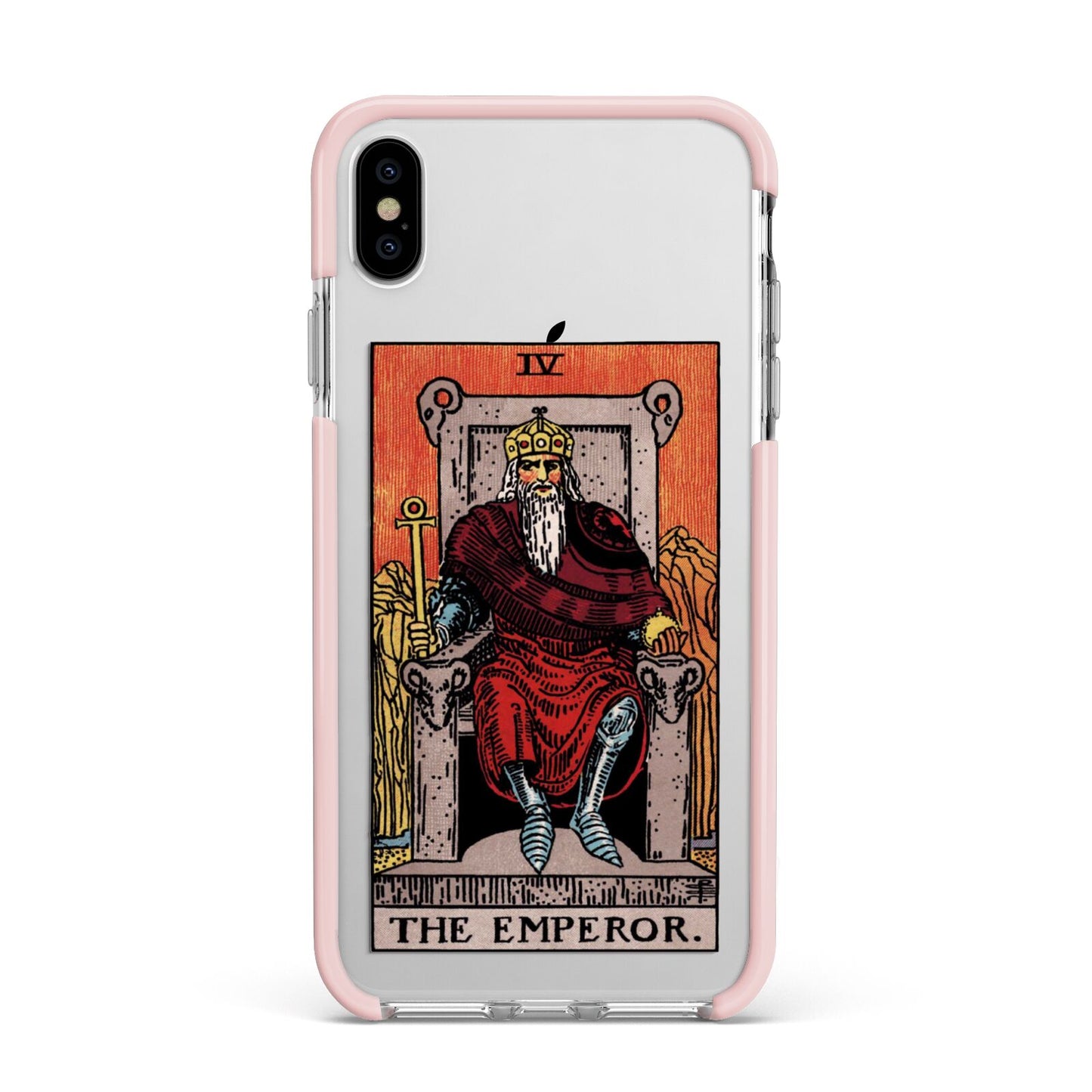 The Emperor Tarot Card Apple iPhone Xs Max Impact Case Pink Edge on Silver Phone