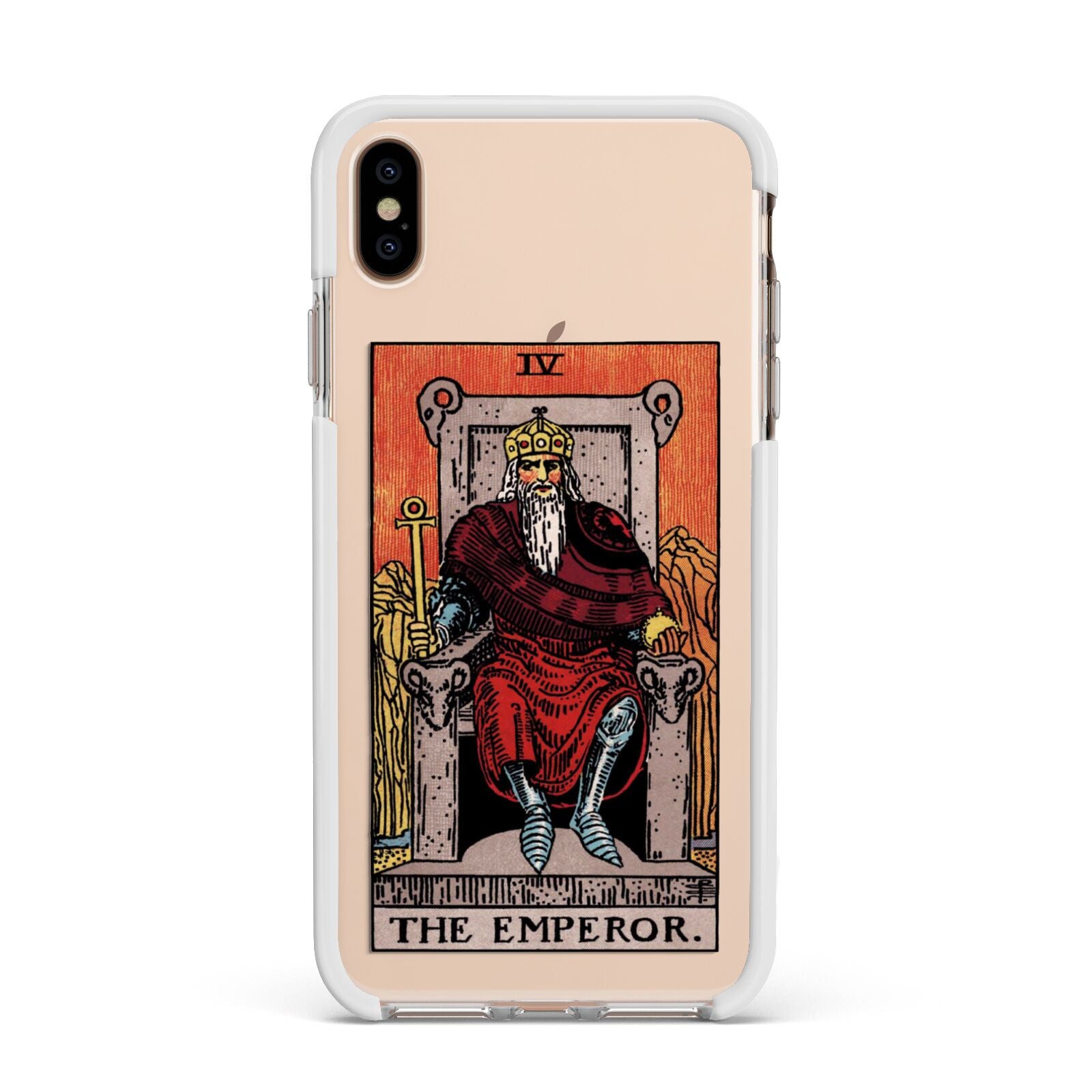 The Emperor Tarot Card Apple iPhone Xs Max Impact Case White Edge on Gold Phone